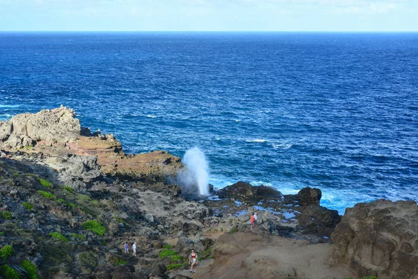 Maui Blowhole Egy Népszerű Turisztikai Attrakció Kevésbé Utazott Észak Maui — Stock Fotó