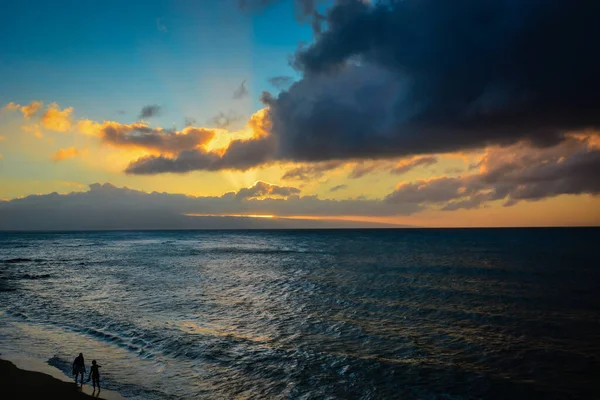 Impresionante Puesta Sol Kahana Playa Maui Islas Hawaianas Espectacular Colores — Foto de Stock