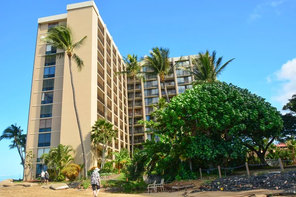 Beautiful Kahana Beach Northwest Maui Hotels Condos Right Waters Edge — Stock Photo, Image