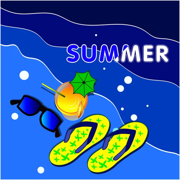 Illustration summer background holiday elements with wave texture