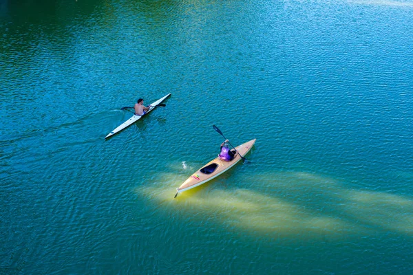 Valladolid Spain July 2020 Peoples Enjoying Ride Kayak Summer Vacation — Stock Photo, Image