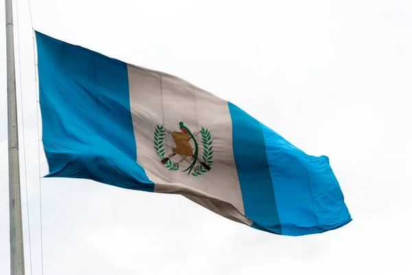Guatemala Flag Half Flagpole Funeral Mourning Pain Chapines Centro America — Stock Photo, Image