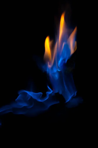 Flamme Blaue Und Orangefarbene Flamme Auf Schwarzem Hintergrund Linien Und — Stockfoto