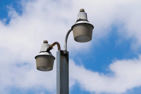 Lamp and lamppost outdoor daylight, detail urban landscape in Guatemala.