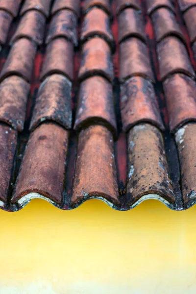 Dachhaus Antigua Guatemala Zentralamerika Materialdetail Aus Lehm — Stockfoto
