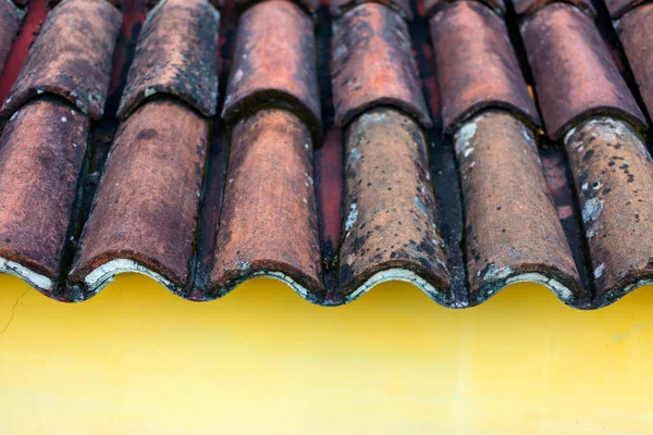 Dachhaus Antigua Guatemala Zentralamerika Materialdetail Aus Lehm — Stockfoto