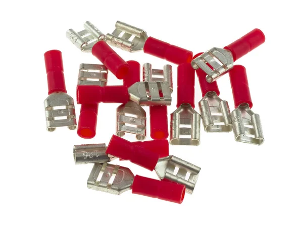 Quick Release Crimp Receptacle Terminals Insulated Red Isolated White — Stock Photo, Image