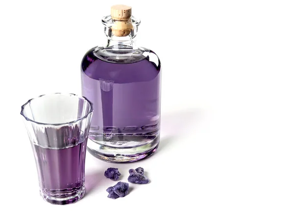 Creme Violette Also Known Liqueur Violette White Copy Space Right — Stock Photo, Image