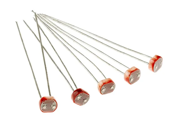 Grupo Fotoresistores Resistor Dependente Luz Ldr Célula Fotocondutora Isolados Branco — Fotografia de Stock