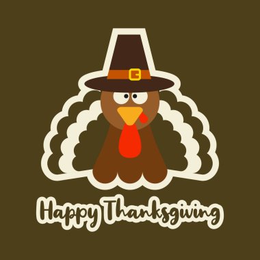 Çizgi film tarzında seyyah hindi. Komik bir Şükran Günü karakteri. Mutlu Şükran Günü komik illüstrasyonu. Düz stil. Maskot Karakteri. Vektör Resimlendirme Düz Tasarımı 