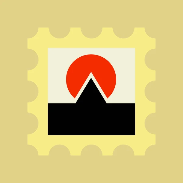 Логотип Японских Марок Гора Красным Восходом Солнца — стоковый вектор