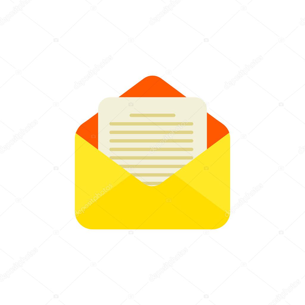 yellow open envelope with check list document orletter concept of newsletter, notify, support, incoming, confirm. isolated on white background. flat style trend modern logo design vector illustration