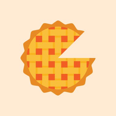 Elmalı turta düz tasarım. Tatlı elmalı turta ikonu. Düz dizayn biçimi