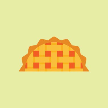 Elmalı turta düz tasarım. Tatlı elmalı turta ikonu. Düz dizayn biçimi