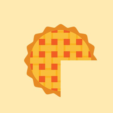 Elmalı turta düz tasarım. Tatlı elmalı turta ikonu. Düz dizayn biçimi