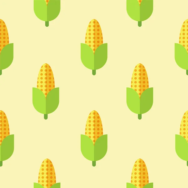 Кукуруза Бесшовный Шаблон Кукурузный Початок Уха Иконка Желтый Цвет Коллекция — стоковый вектор