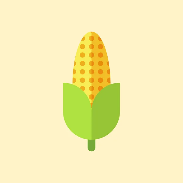 トウモロコシの穂軸はアイコンを残します 黄色だ 野菜の収集 新鮮な農場の健康食品 笑顔だ かわいい漫画のキャラクター 教育カード フラットデザイン 白地だ 隔離されてる — ストックベクタ