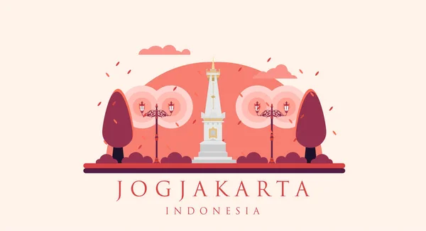 White Paal Tugu Pal Putih Tugu Jogja Landmärke För Yogyakarta — Stock vektor
