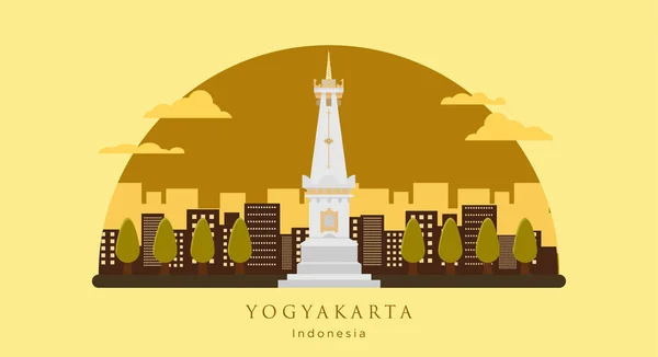 White Paal Tugu Pal Putih Tugu Jogja Landmark Yogyakarta City — 图库矢量图片