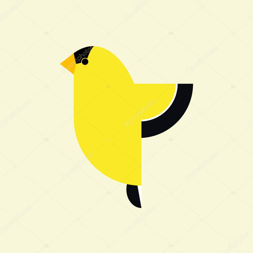 Canary bird vector icon in flat style.