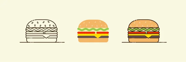 Burger Illustration Plate Isolée Vectorielle Fast Food Pour Affiche Menus — Image vectorielle