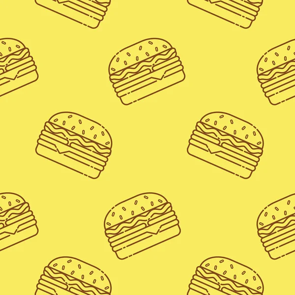 Padrão Sem Costura Hambúrguer Fundo Fast Food Ilustração Vetorial Ilustração — Vetor de Stock