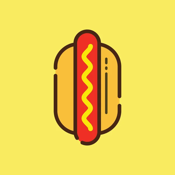 Hot Dog Płaski Design Wektor Pojedyncze Płaskie Ilustracja Fast Food — Wektor stockowy