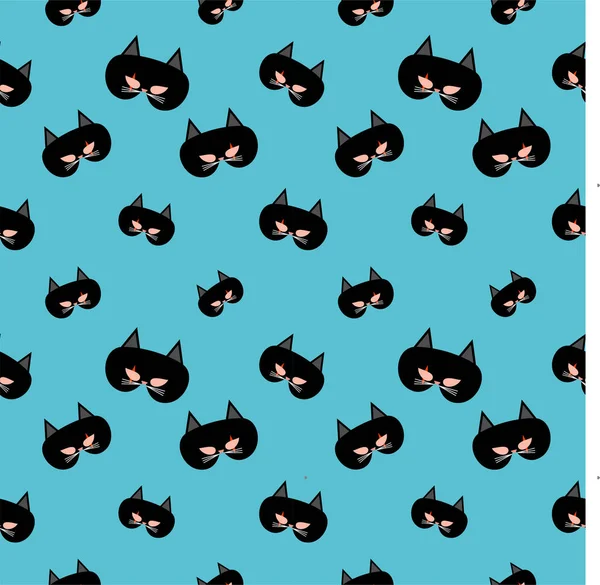Katzenkopf Nahtlose Pattern Vector Halloween Isolierte Tapete Hintergrund Niedliche Schwarze — Stockvektor