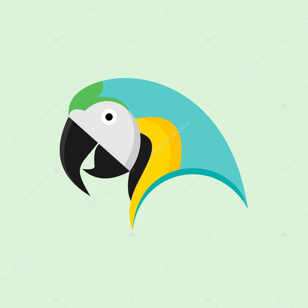 Macaw parrot vector. Parrot bird vector icon in flat style