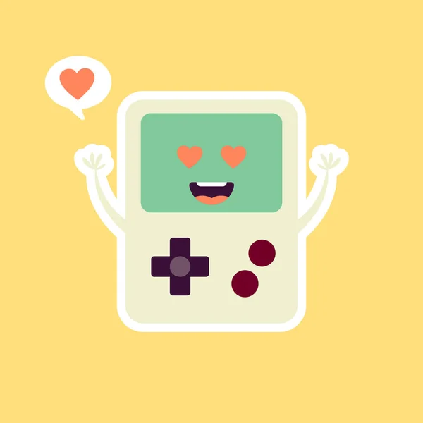 Tragbares Videospiel Niedliche Und Kawaii Spielkonsole Vector Illustration Gaming Mascot — Stockvektor