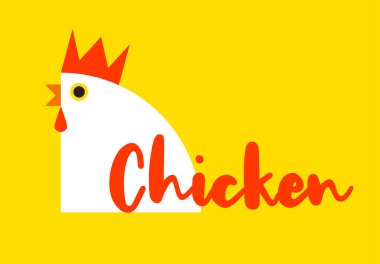 Tavuk, horoz logosu. Düz elementler. Vektör illüstrasyon tavuğu. Market, kümes hayvanları, çiftlik, hayvanat bahçesi, veteriner kliniği. Düz modern tasarım. Stil penis.