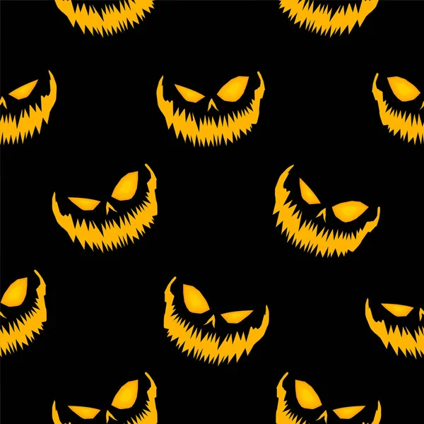 Pola Halloween Mulus Pola Vektor Mulus Dengan Jack Lantern Menyala - Stok Vektor