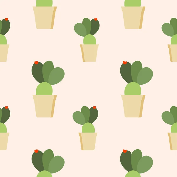 Sömlös Kaktus Mönster Saftig Krukväxt Mjuk Färg Bakgrund För Tyg — Stock vektor