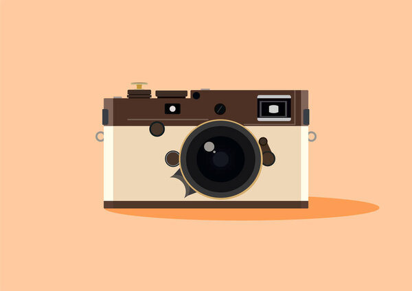 Vintage and retro camera, flat style, colorful, analogue or classic film camera vector icon for info graphics, websites, mobile and print media. Analogue photography old style