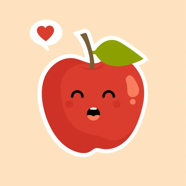 Cute Funny Red Apple Character Mascot Decoration Element Cartoon Vector — Stock Vector