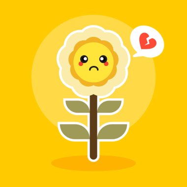 Mutlu ayçiçeği karakteri maskotu düz tasarım vektör çizimi