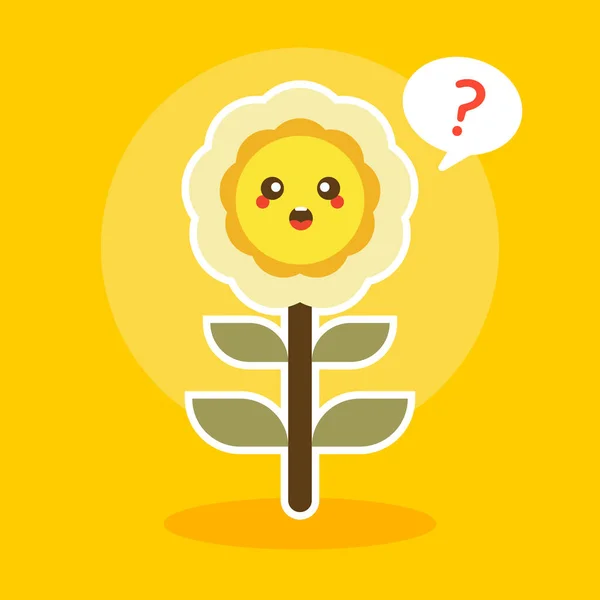 Happy Sunflower Character Mascot Flat Design Vector Illustration — Stock Vector
