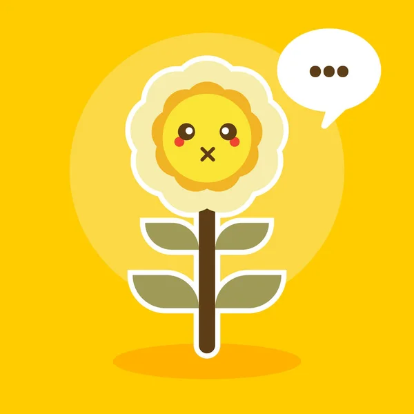 Glücklich Sonnenblume Charakter Maskottchen Flache Design Vektor Illustration — Stockvektor