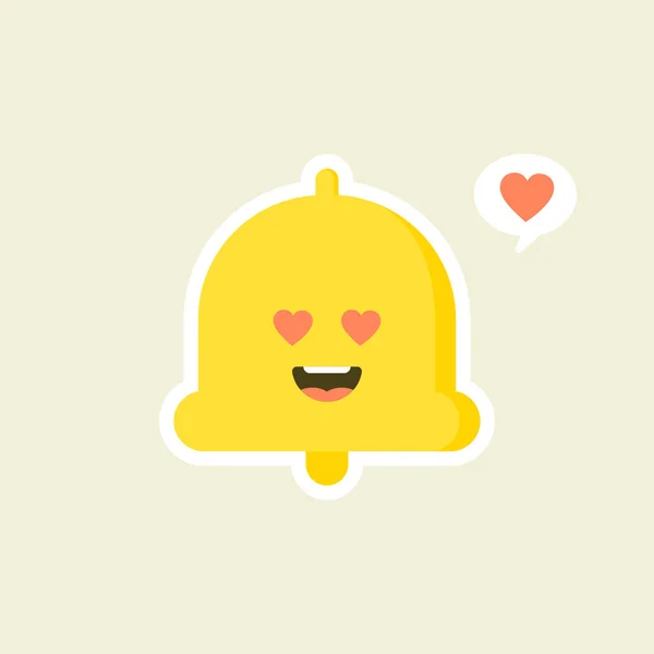 Kawaii Çanı Düz Tasarımı Mutlu Tebligatlar Duyurular Hatırlatma Alarmı Emoji — Stok Vektör