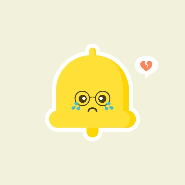 Kawaii Handglocke Flaches Design Glückliche Benachrichtigungen Ankündigungen Erinnerungsalarm Emoji Emoticon — Stockvektor