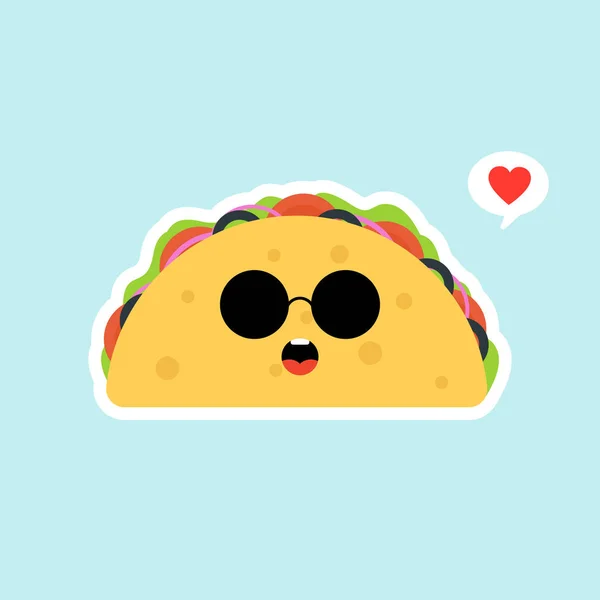 Illustration Vectorielle Avec Nourriture Mexicaine Tacos Kawaii Tortilla Aux Tacos — Image vectorielle