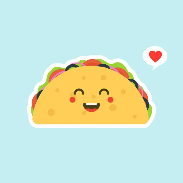 Illustration Vectorielle Avec Nourriture Mexicaine Tacos Kawaii Tortilla Aux Tacos — Image vectorielle