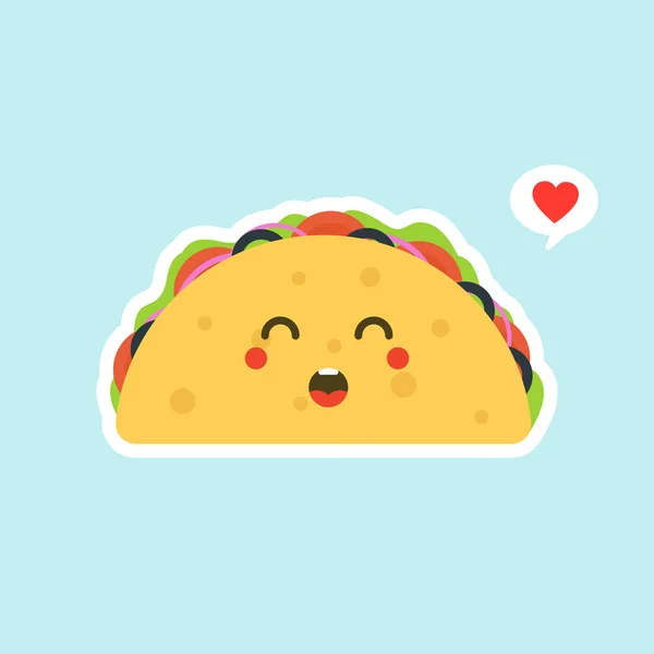 Illustration Vectorielle Avec Nourriture Mexicaine Tacos Kawaii Tortilla Aux Tacos — Image vectorielle