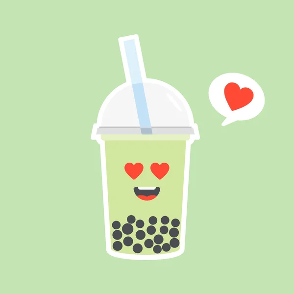 Lindo Leche Burbuja Boba Con Tapioca Leche Perla Perlas Negras — Archivo Imágenes Vectoriales