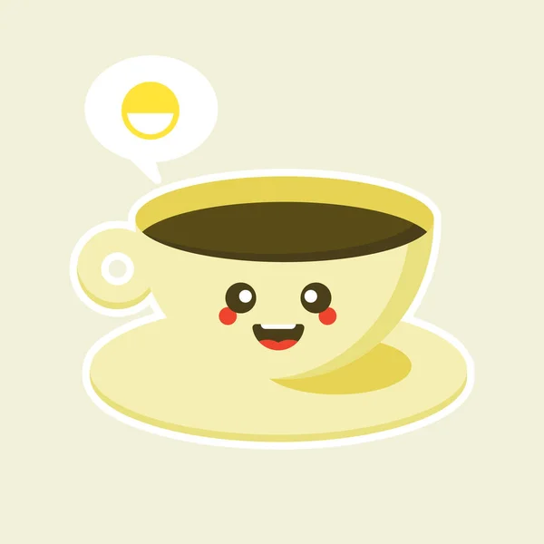 Χαρούμενος Χαρακτήρας Καφέ Επίπεδη Στυλ Διανυσματική Απεικόνιση Καφέ Κύπελλο Χαρακτήρα — Διανυσματικό Αρχείο