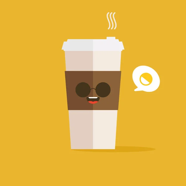 Kahve Çekirdeği Logolu Bir Fincan Kahve Ikonu Vektör Çizimi Düz — Stok Vektör