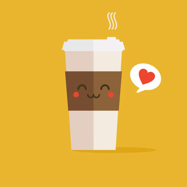Kahve Çekirdeği Logolu Bir Fincan Kahve Ikonu Vektör Çizimi Düz — Stok Vektör
