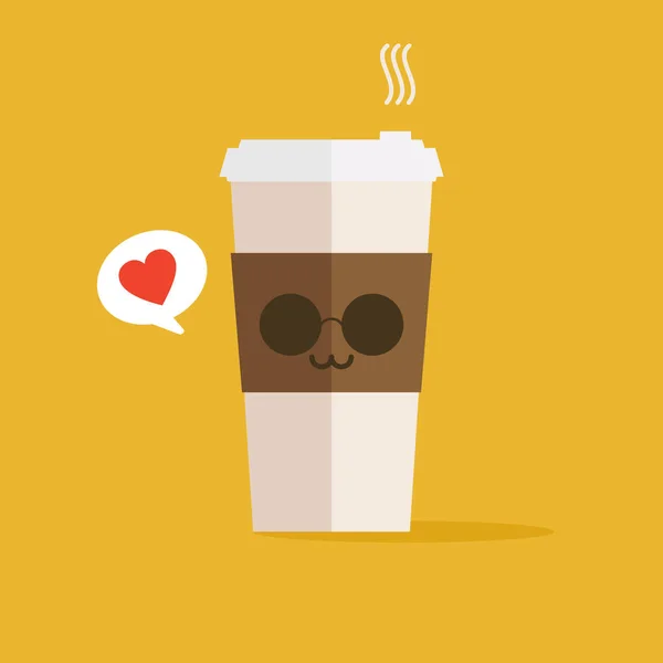 一杯带有咖啡豆标识的咖啡图标 向量图为平面设计 — 图库矢量图片