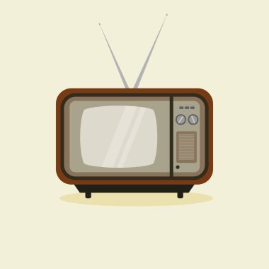 Eski televizyon. Düz stil vektör sembolü stok illüstrasyon ağında yaşlılık simgesi. retro ve vintage televizyon düz tasarım vektör çizimi