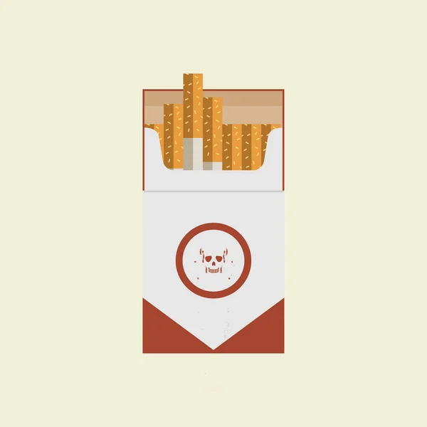 タバコのパック フラットスタイル ニコチン依存症だ 中毒だ 赤い包装だ 不健康な習慣 喫煙は殺す ベクターイラスト — ストックベクタ